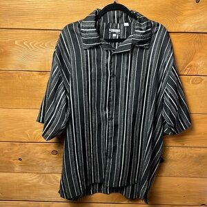 Mench Platinum Men's XL Black Gray Short Sleeve Casual Button Down Shirt‎ event